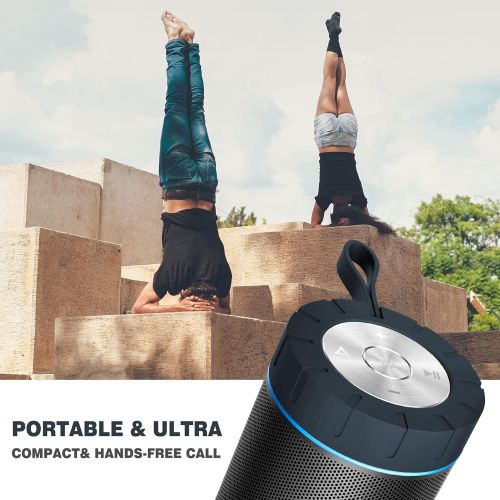  [아마존베스트]COMISO Waterproof Bluetooth Speakers Outdoor Wireless Portable Speaker with 20 Hours Playtime Superior Sound for Camping, Beach, Sports, Pool Party, Shower (Dark Grey)