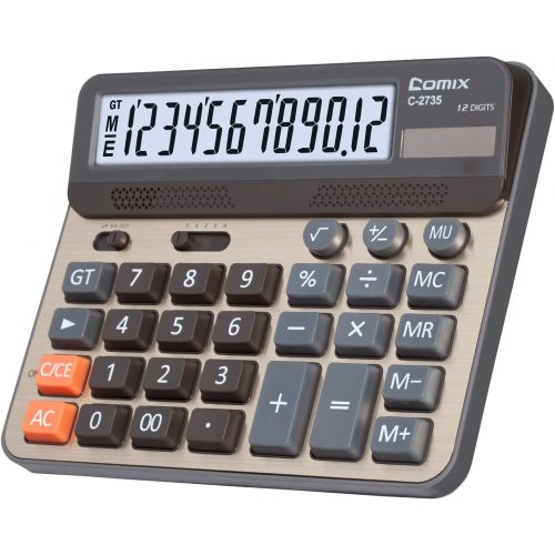  [아마존베스트]Comix Desktop Calculator, Large Computer Keys, 12 Digits Display, Champaign Gold Color Panel, C-2735