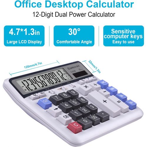  Comix Desktop Calculator Solar Battery Dual Power with 12-Digit Large LCD Display and Large Computer Keys Office Calculator for Home Office School