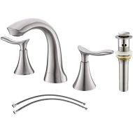 Comllen 2 Handle 3 Hole Brushed Nickel 8 Inch Lavatory Widespread Bathroom Faucet, Best Commercial Bathroom Sink Faucet with Pop Up Drain