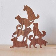 COMMA Wooden Shiba Inu Set #1 (Pink Label, 6 Inu)