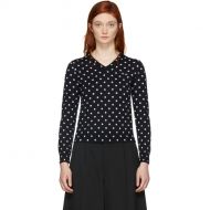 Comme des Garcons Play Navy Polka Dot V-Neck Sweater