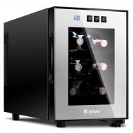 Commercial Costway Thermoelectric Wine Cooler Freestanding Cellar Chiller Refrigerator Quiet Compact w/Touch Control (6 Bottle)