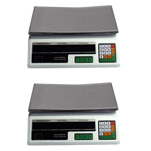 Commercial Bargains 2 Digital Deli Weight Scales Price Computing Food Produce 60LB ACS-03