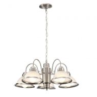 Commercial Electric Halophane 5-light Brushed Nickel Chandelier