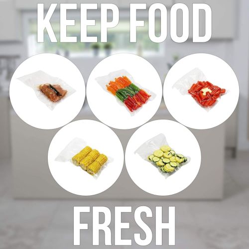  CommercialBargainsInc. Black and Clear Food Sealer Freezer Bags for Storing Fish, Vegetables, Meat, Grains, Fruit, Nuts, and Cereal, Great Choice for Sous Vide Cooking (11 x 24)