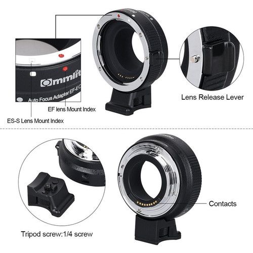  Commlite Electronic Autofocus Lens Mount Adapter for Canon EF-Mount Lens to EF-M-Mount Camera