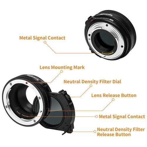  Commlite Electronic Autofocus Lens Mount Adapter for Canon EF-Mount Lens to EF-M-Mount Camera with Variable ND