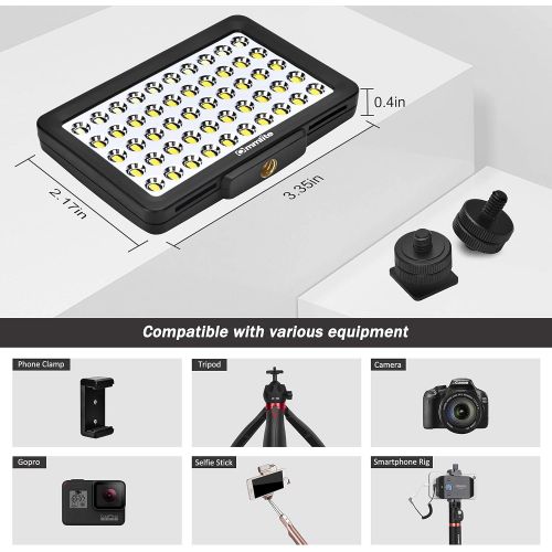  Commlite CM-L50 LED Camera Video Light, 50 LED 5700-6000K Dimmable Mini Panel Light for Smartphones and Cameras, fit for Canon, Sony, Nikon, iPhone, Samsung, Huawei and More