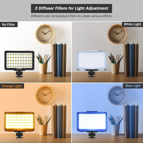  Commlite CM-L50 LED Camera Video Light, 50 LED 5700-6000K Dimmable Mini Panel Light for Smartphones and Cameras, fit for Canon, Sony, Nikon, iPhone, Samsung, Huawei and More