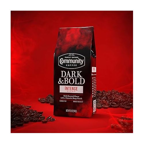  Community Coffee Dark & Bold Intense Blend 72 Ounces, Dark Roast Ground Coffee, 12 Ounce Bag (Pack of 6)