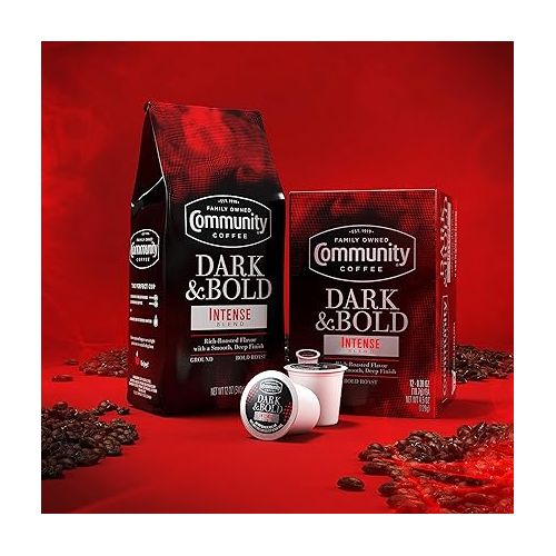  Community Coffee Dark & Bold Intense Blend 72 Ounces, Dark Roast Ground Coffee, 12 Ounce Bag (Pack of 6)