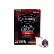 Community Coffee Dark & Bold Exxtra Boost 24 Count Coffee Pods, Compatible with Keurig 2.0 K-Cup Brewers, 24 Count (Pack of 1)