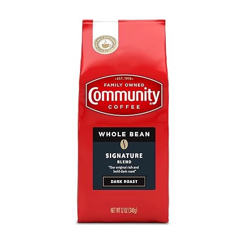  Community Coffee Signature Blend Dark Roast 72 Ounce, Premium Whole Bean Signature Blend, 12 Ounce Bag (Pack of 6)