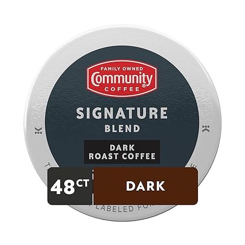  Community Coffee Signature Blend 24 Count Coffee Pods, Dark Roast, Compatible with Keurig 2.0 K-Cup Brewers, 24 Count (Pack of 1)