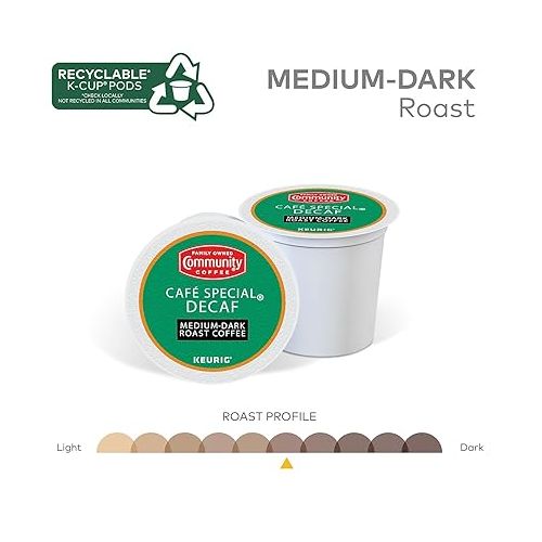  Community Coffee Cafe Special Decaf 24 Count Coffee Pods, Medium-Dark Roast, Compatible with Keurig 2.0 K-Cup Brewers, 24 Count (Pack of 1)