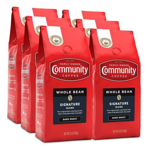  Community Coffee Signature Blend Dark Roast Premium Ground 12 Oz Bag (6 Pack), Full Body Rich Bold Taste, 100% Select Arabica Coffee Beans