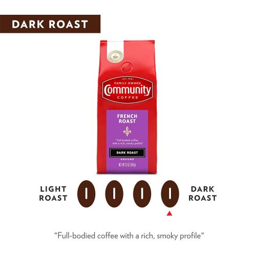  Community Coffee French Roast Extra Dark Roast Premium Ground 32 Oz Bag (4 Pack), Full Body Rich Robust Taste, 100% Select Arabica Coffee Beans