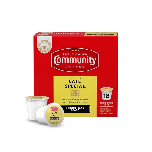  Community Coffee Cafe Special 18 Count Coffee Pods, Medium-Dark Roast, Compatible with Keurig 2.0 K-Cup Brewers, Box of 18 Pods