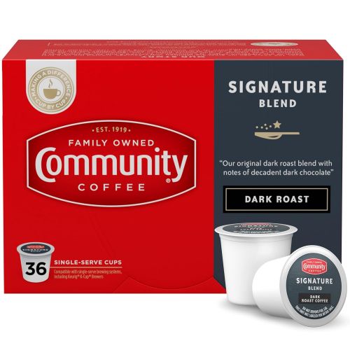  Community Coffee Signature Blend 36 Count Coffee Pods, Dark Roast, Compatible with Keurig 2.0 K-Cup Brewers, Box of 36 Pods