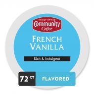 Community Coffee French Vanilla Flavored Medium Roast Single Serve 72 Ct Box, Compatible with...