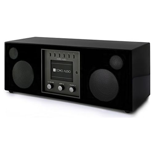  Como Audio Duetto Wireless Speaker - Hand-Crafted Veneer Cabinets - One Touch Streaming, Internet Radio, Bluetooth, Wi-Fi - Piano Black