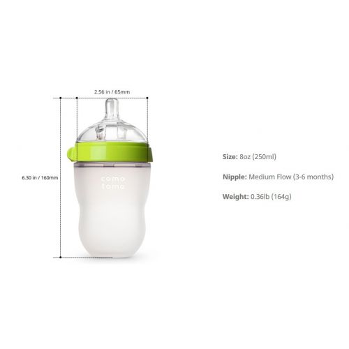  [아마존베스트]Comotomo Baby Bottle, Green, 8 Ounce (2 Count)