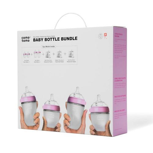  [아마존베스트]Comotomo Baby Bottle Bundle, Pink, 1 Set