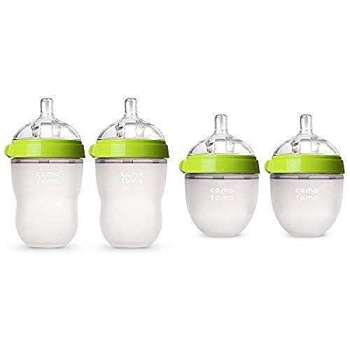  Comotomo Baby Bottle Starter Set, Green (Two 8-Ounce, Two 5-Ounce)