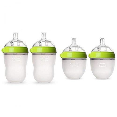  Comotomo Baby Bottle Starter Set, Green (Two 8-Ounce, Two 5-Ounce)