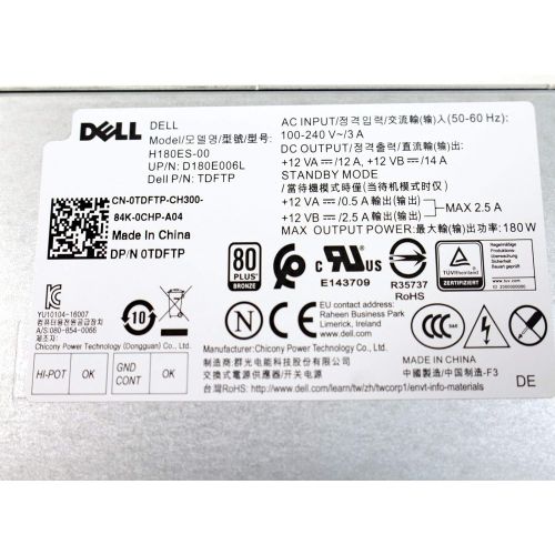  Comp XP New Genuine PS for Dell Precision 3420 7050 SFF 180W Power Supply 0TDFTP TDFTP