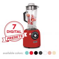 Compact Dash Chef Series 64 oz Blender with Stainless Steel Blades + Digital Display for Coffee Drinks, Frozen Cocktails, Smoothies, Soup, Fondue & More - Red