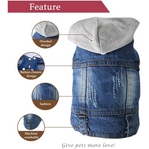  Companet Pet Vests Dog Denim Hoodies Dog Clothes Puppy Jacket Dog Outfit for Small Dogs