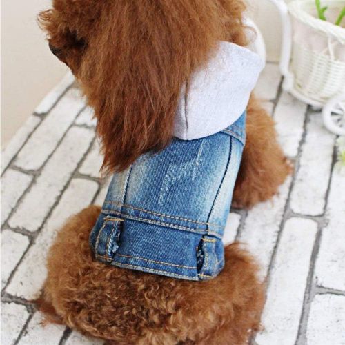  Companet Pet Vests Dog Denim Hoodies Dog Clothes Puppy Jacket Dog Outfit for Small Dogs