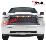 Compatible Tidal Replacement Ram ABS Upper Grille Front LED Grill - Charcoal Gray - With Amber LED Lights for 09-12 Dodge Ram 1500