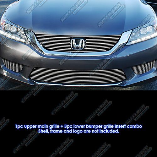  Compatible with 2013-2015 Honda Accord Sedan W Fog Light Cover Billet Grille Combo H61267A