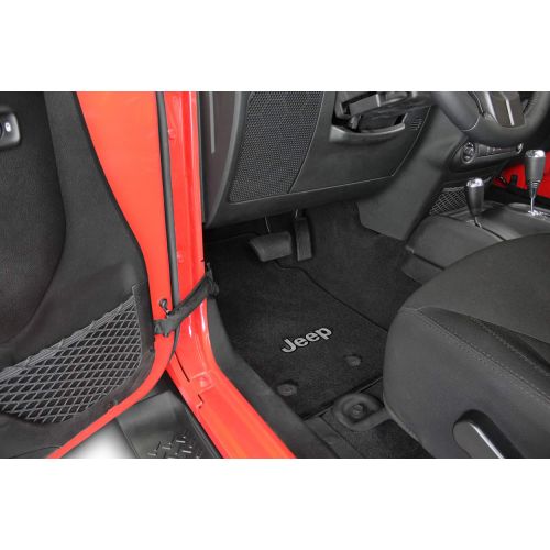  Compatible Jeep Wrangler 4 Pc Lloyds All Weather Carpet Floor Mats w/Silver JEEP Logo Custom fits 2014-2017 2018 2 Door Model Only