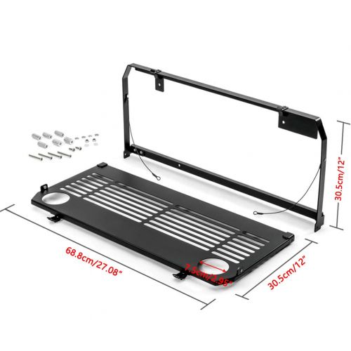  Compatible Modifying Jeep Tailgate Table Black Foldable Back Shelf Fits for 2018-2019 Jeep Wrangler JL