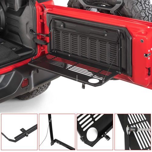  Compatible Modifying Jeep Tailgate Table Black Foldable Back Shelf Fits for 2018-2019 Jeep Wrangler JL