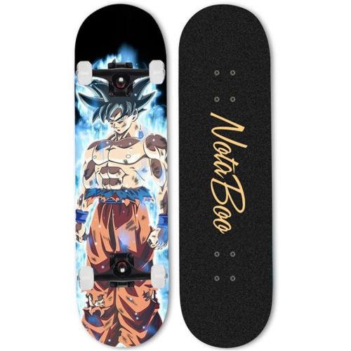  Complete Skateboard 31 Inches Cruiser Deck Longboards for Adults Beginners Birthday Gifts Anime Son Goku Pattern
