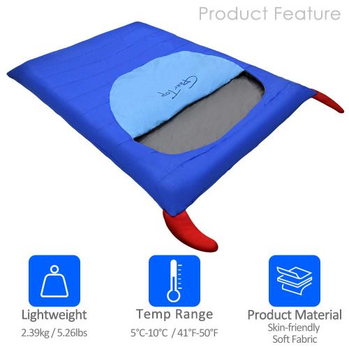  Compression GEERTOP Lightweight Double Sleeping Bag for Backpacking Camping Or Hiking, Queen Size for Adults & Kids, Warm and Comfortable 2-3 Person Large Camping Bag for Family Outdoor Campin