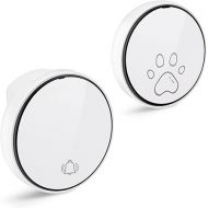 Comsmart Smart Wireless Dog Door Bell, Doggie Doorbell for Pet Potty Training Communication Go Outside Press Button with 38 Melodies 4 Volume Levels LED Flash (1 Receiver & 1 Transmitter), White