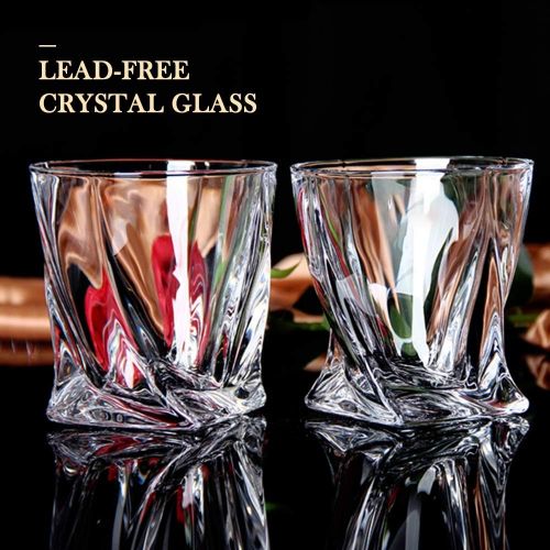  [아마존베스트]Comsmart Whiskey Glass Set of 4 - Lead-Free Crystal Clear Scotch Glasses 10 oz Glassware with Luxury Gift Box & 4 Drink Coasters & 1 Ice Tong for Drinking Bourbon Malt Cognac Irish Whisky