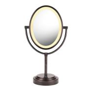 Conair Double-Sided Lighted Makeup Mirror - Lighted Vanity Makeup Mirror; 1x/7x magnification; Oiled Bronze Finish