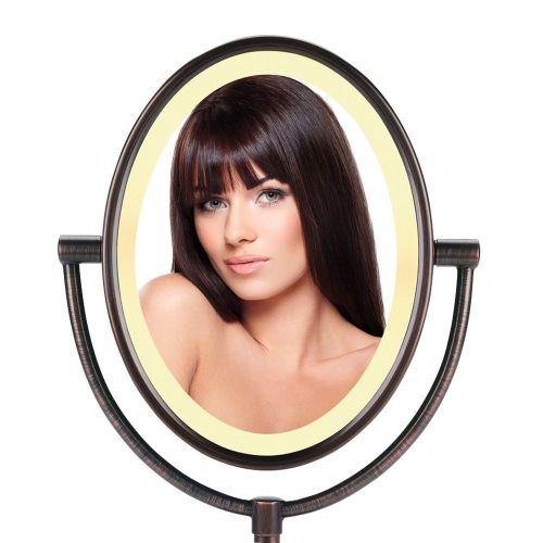  Conair Double-Sided Lighted Makeup Mirror - Lighted Vanity Makeup Mirror; 1x/7x magnification; Oiled Bronze Finish