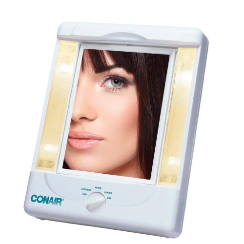  Conair Two-Sided Lighted Makeup Mirror with 4 Light Settings; 1x/5x Magnification; White