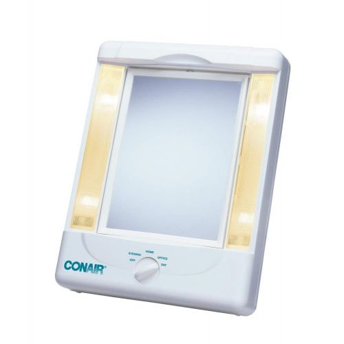  Conair Two-Sided Lighted Makeup Mirror with 4 Light Settings; 1x/5x Magnification; White