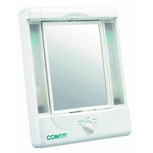  Conair Two-Sided Lighted Makeup Mirror with 4 Light Settings; 1x/5x Magnification; White