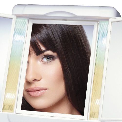  Illumina by Conair Collection Two-Sided Lighted Makeup Mirror with 3 Panels and 4 Light Settings