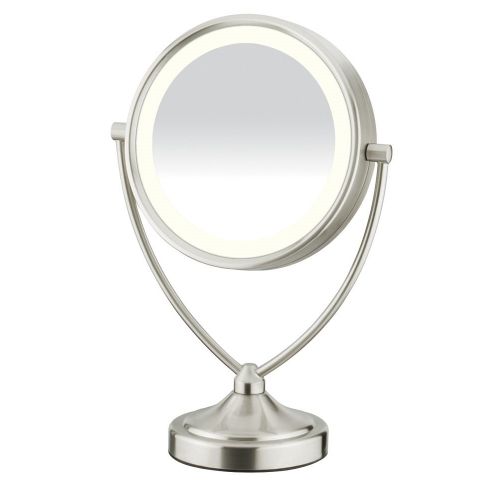  Conair Natural Daylight Double-Sided Lighted Makeup Mirror - Lighted Vanity Makeup Mirror; 1x/10x magnification; Satin Nickel Finish